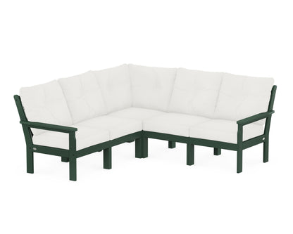 POLYWOOD® Vineyard 5-Piece Sectional in Green / Natural Linen