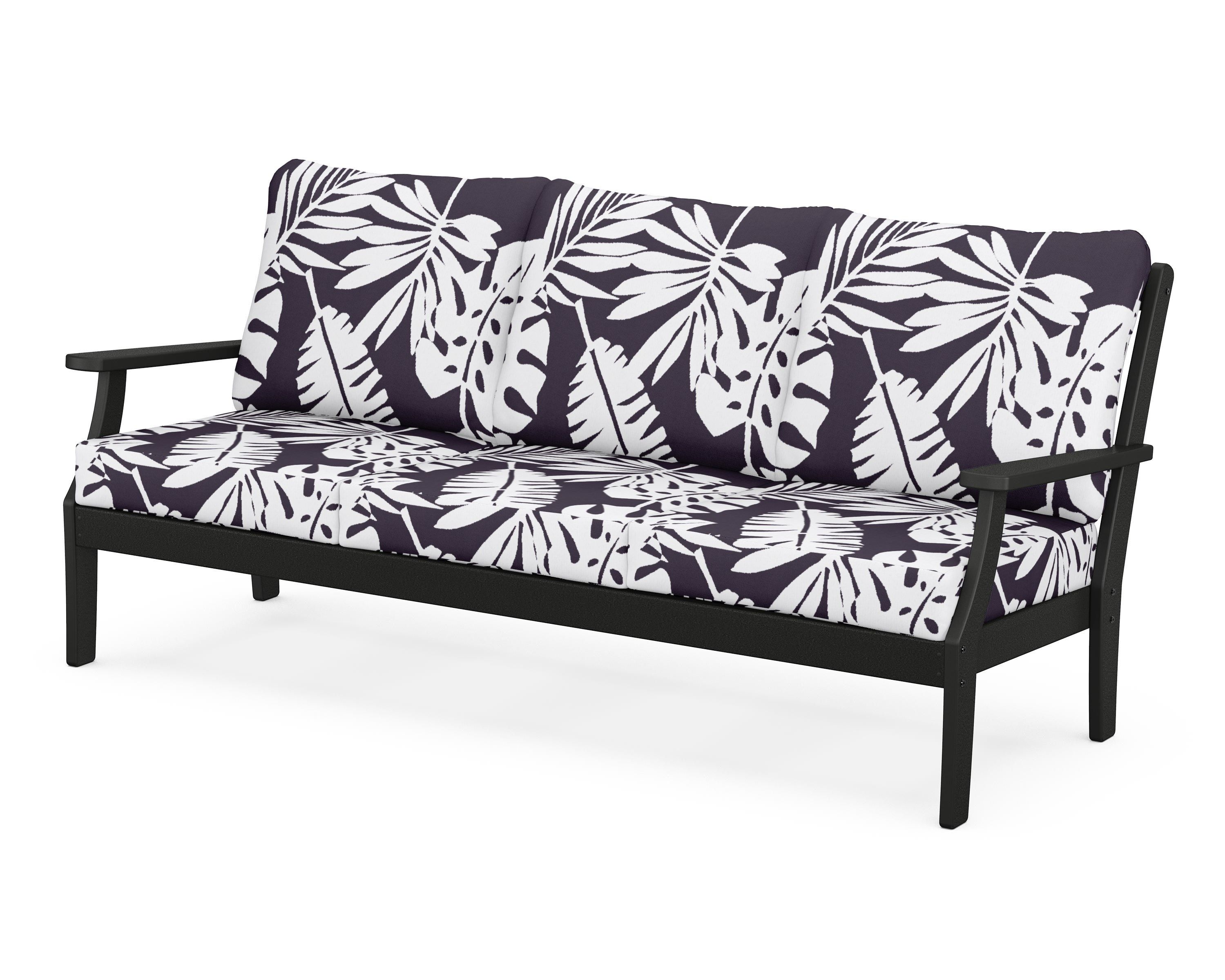 POLYWOOD® Braxton Deep Seating Sofa in Black / Leaf Navy