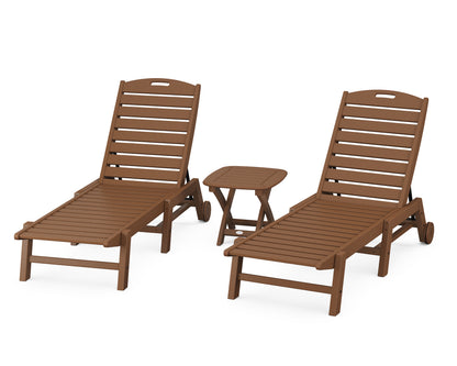 POLYWOOD® Nautical 3-Piece Chaise Set in Teak