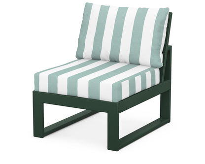 Unbranded Modular Armless Chair in Green / Cabana Stripe Glacier Spa
