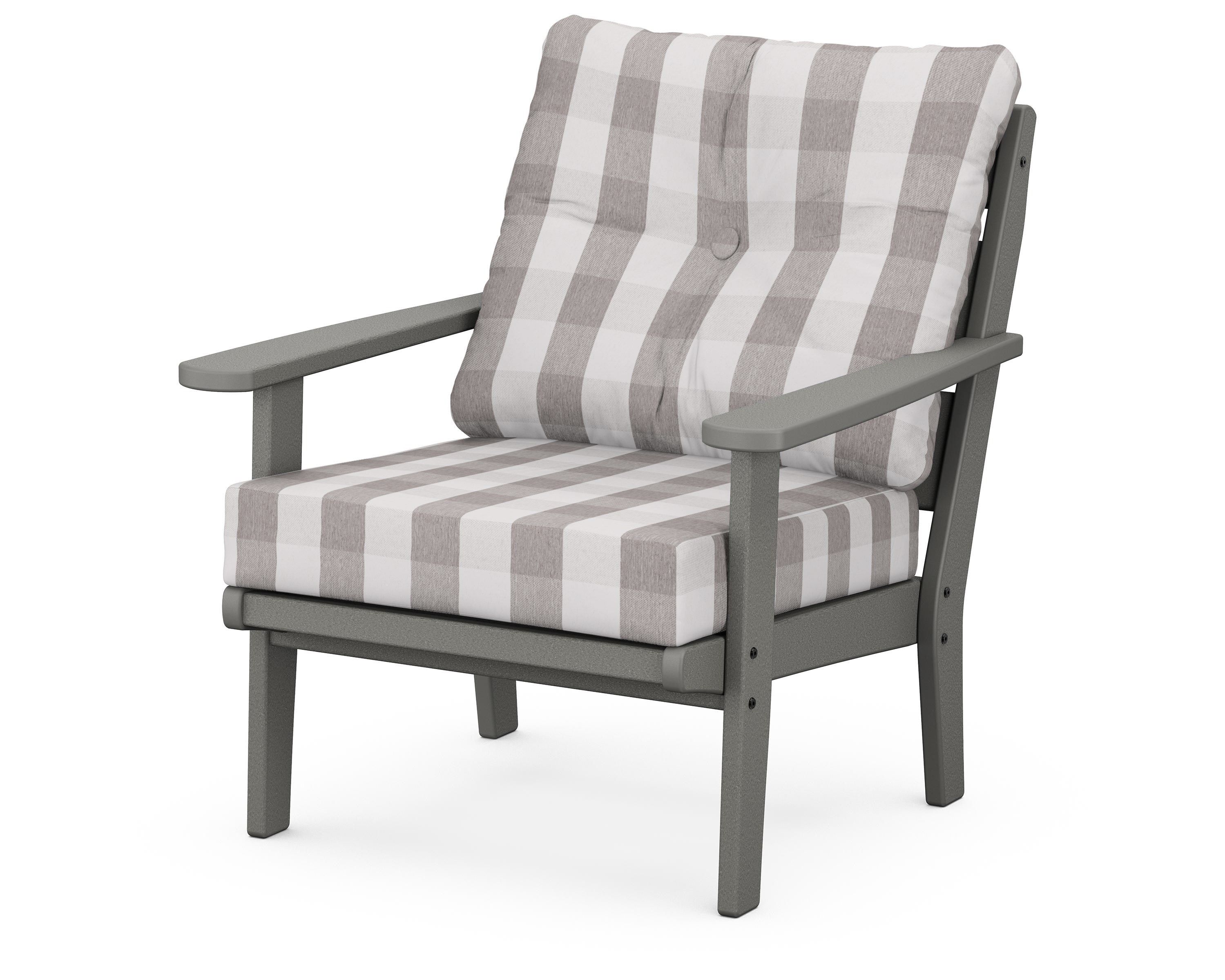POLYWOOD® Lakeside Deep Seating Chair in Slate Grey / Buffalo Plaid Grey Mist