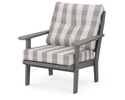 POLYWOOD® Lakeside Deep Seating Chair in Slate Grey / Buffalo Plaid Grey Mist