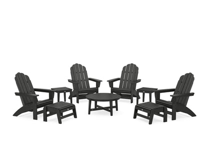 POLYWOOD® Vineyard Grand Adirondack 9-Piece Conversation Set in Black