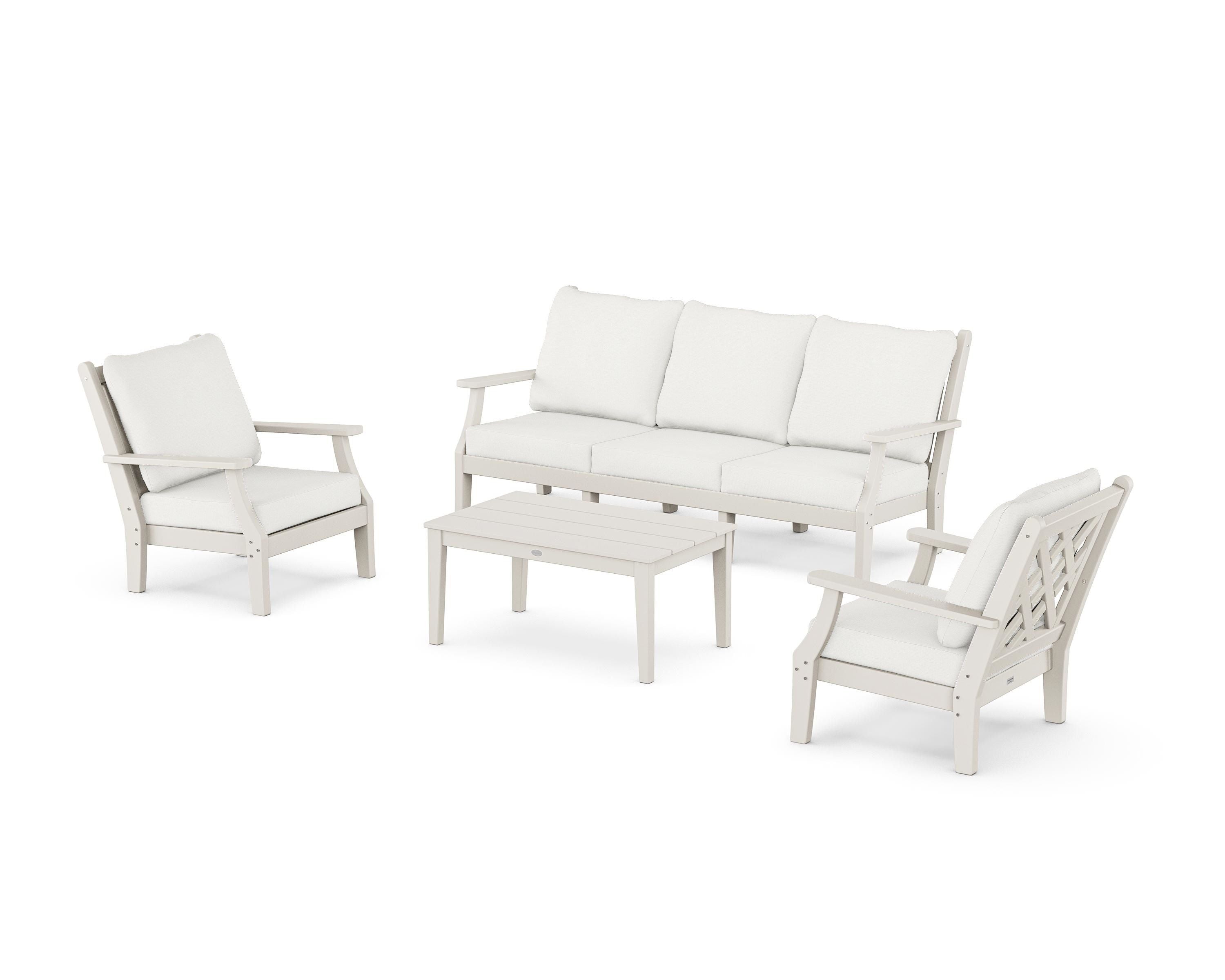 Country Living Wovendale 4-Piece Deep Seating Set with Sofa in Sand / Natural Linen