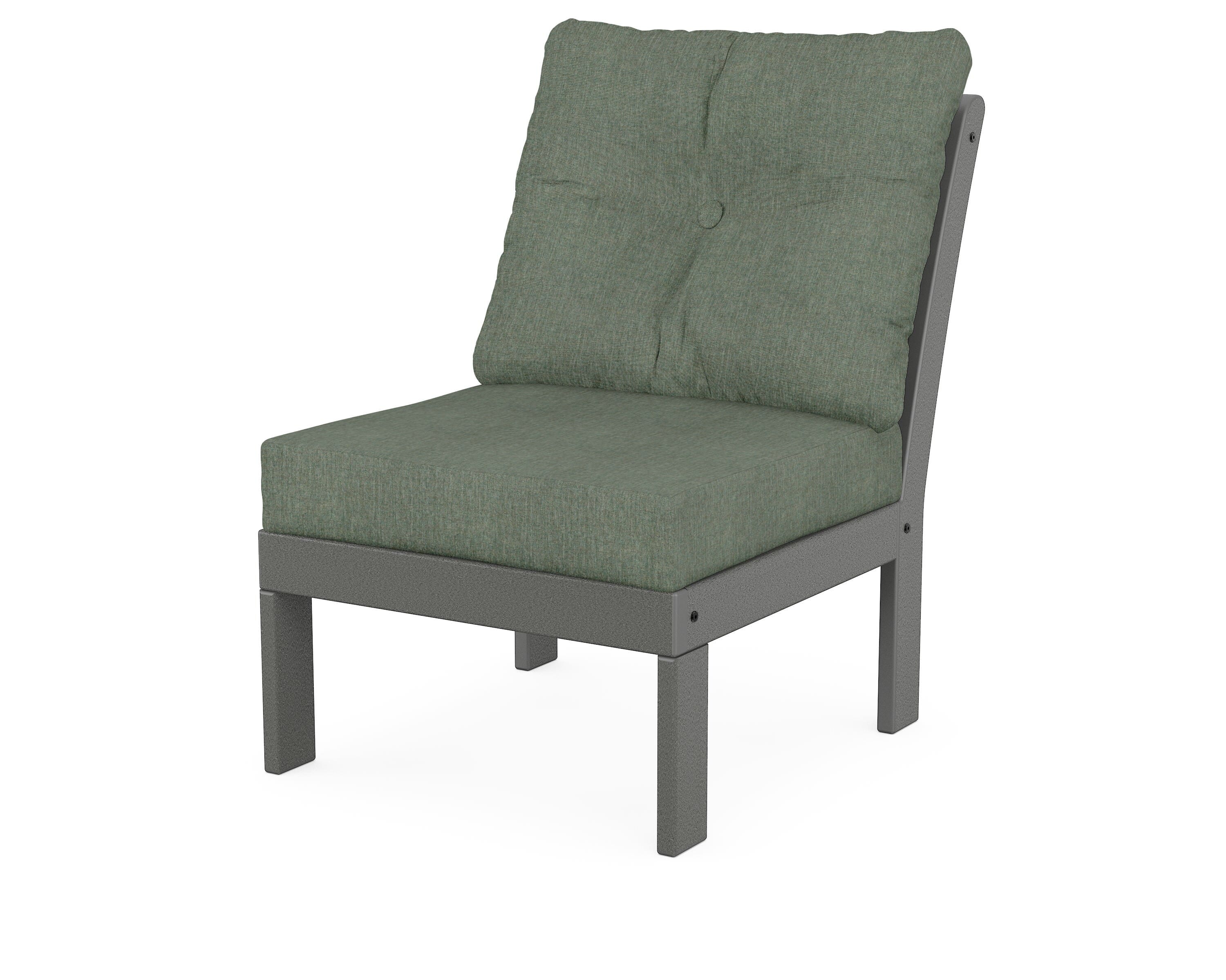 POLYWOOD® Vineyard Modular Armless Chair in Slate Grey / Cast Sage