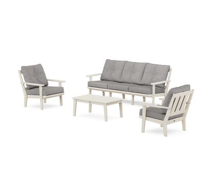 POLYWOOD® Oxford 4-Piece Deep Seating Set with Sofa in Sand / Grey Mist