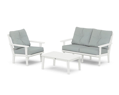 POLYWOOD® Prairie 3-Piece Deep Seating Set with Loveseat in White / Spa