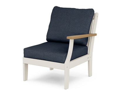 POLYWOOD® Braxton Modular Right Arm Chair in Sand / Natural / Marine Indigo