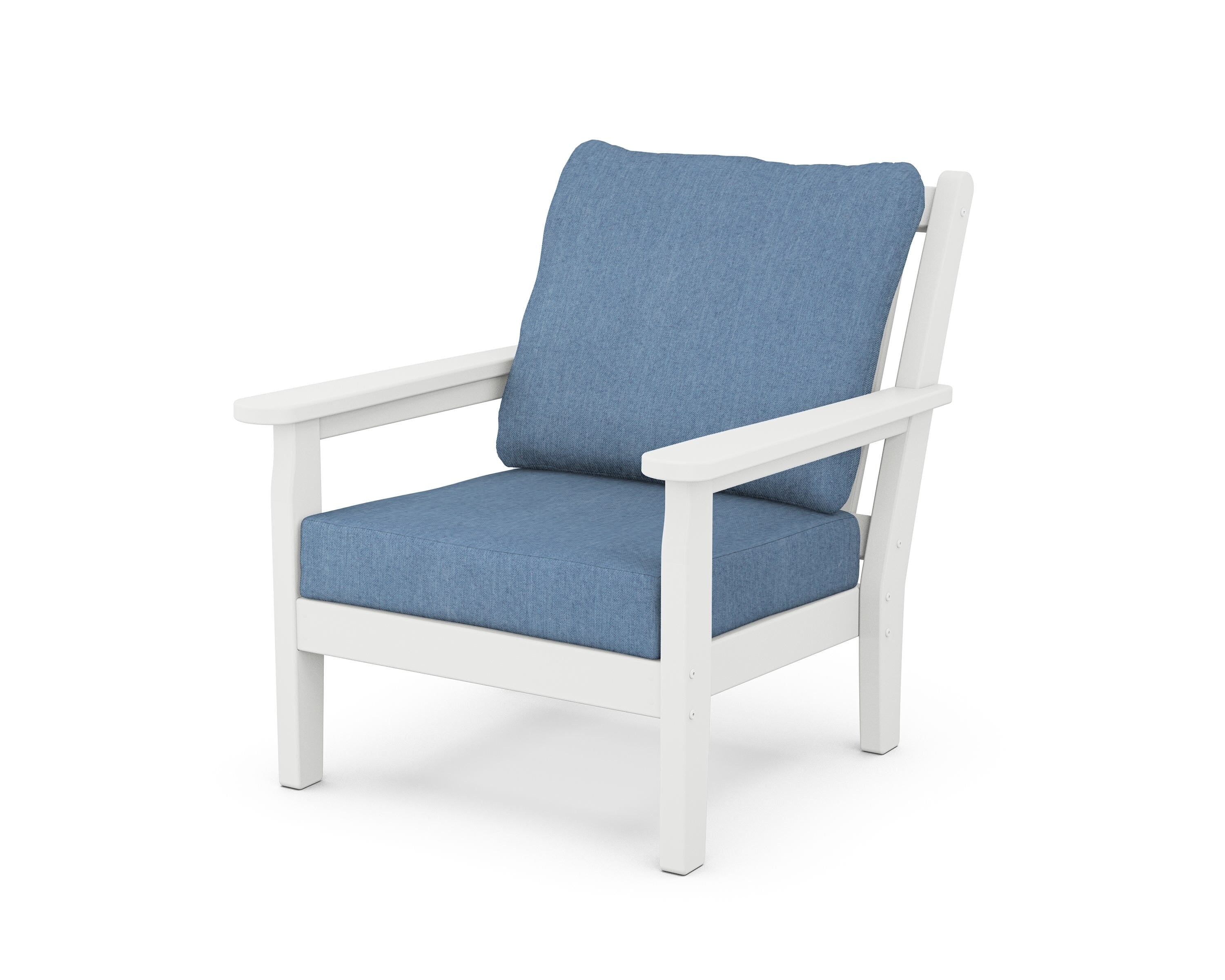 POLYWOOD® Chippendale Deep Seating Chair in White / Sky Blue