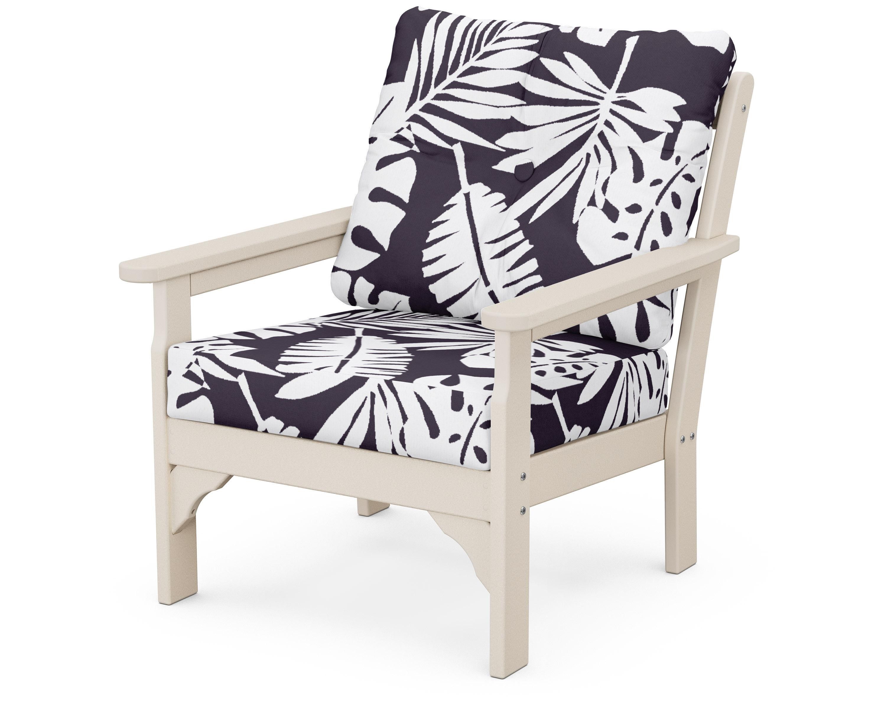 POLYWOOD® Vineyard Deep Seating Chair in Sand / Leaf Navy