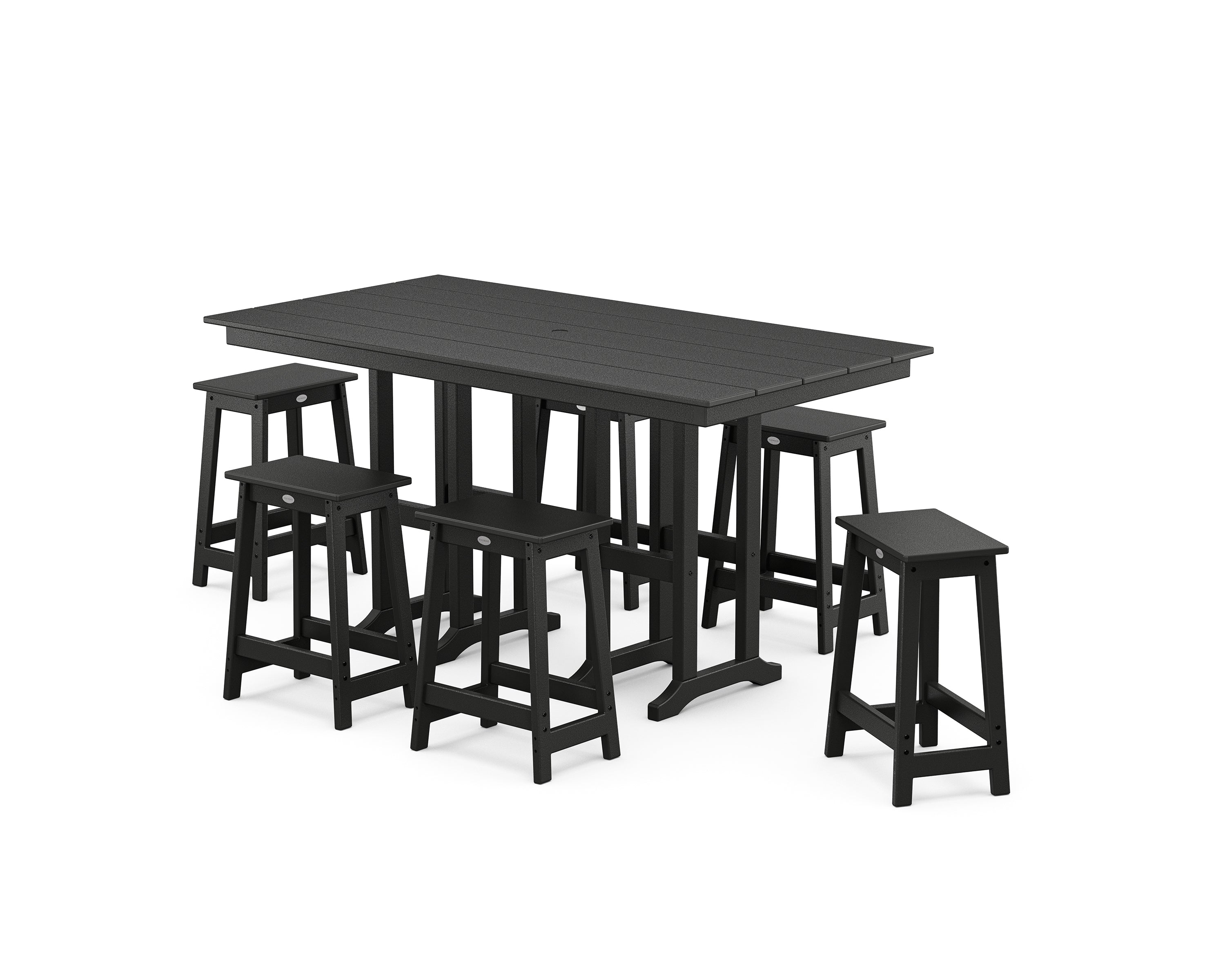 POLYWOOD® Modern Studio Counter Stool 7-Piece Set in Black