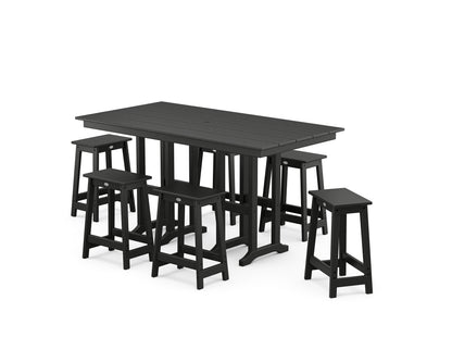 POLYWOOD® Modern Studio Counter Stool 7-Piece Set in Black