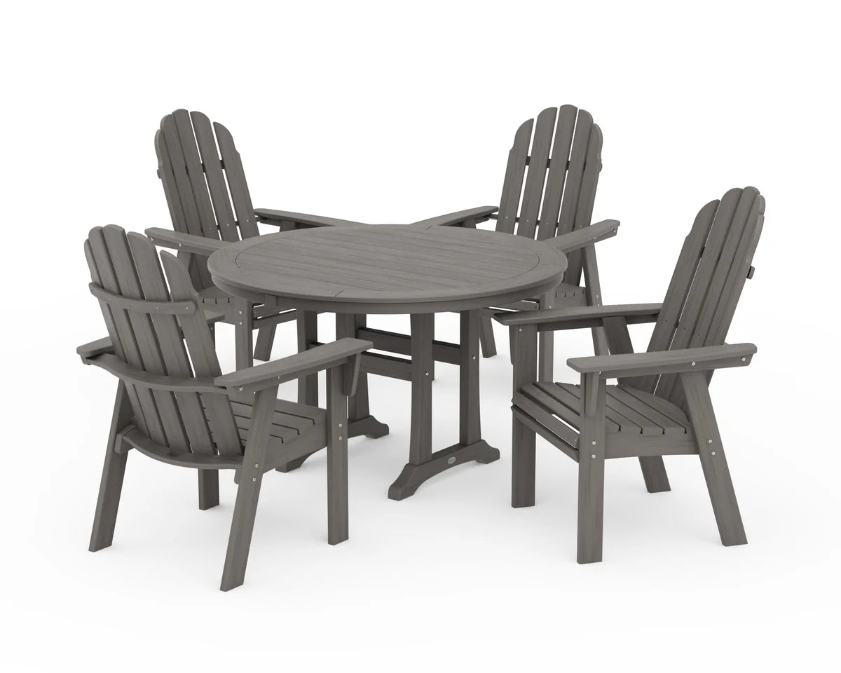 Vineyard Curveback Adirondack 5-Piece Nautical Trestle Dining Set