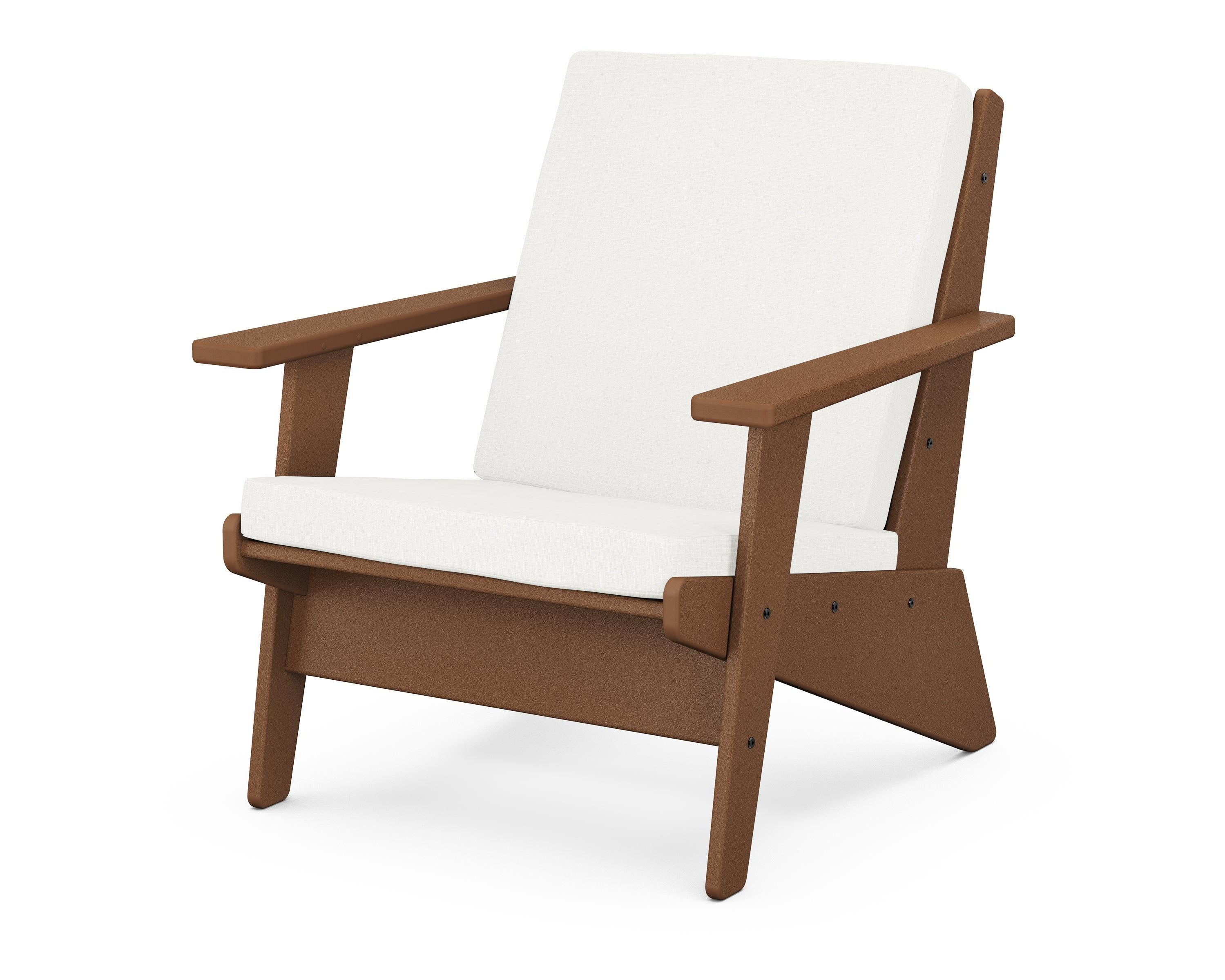 POLYWOOD® Riviera Modern Lounge Chair in Teak / Natural Linen