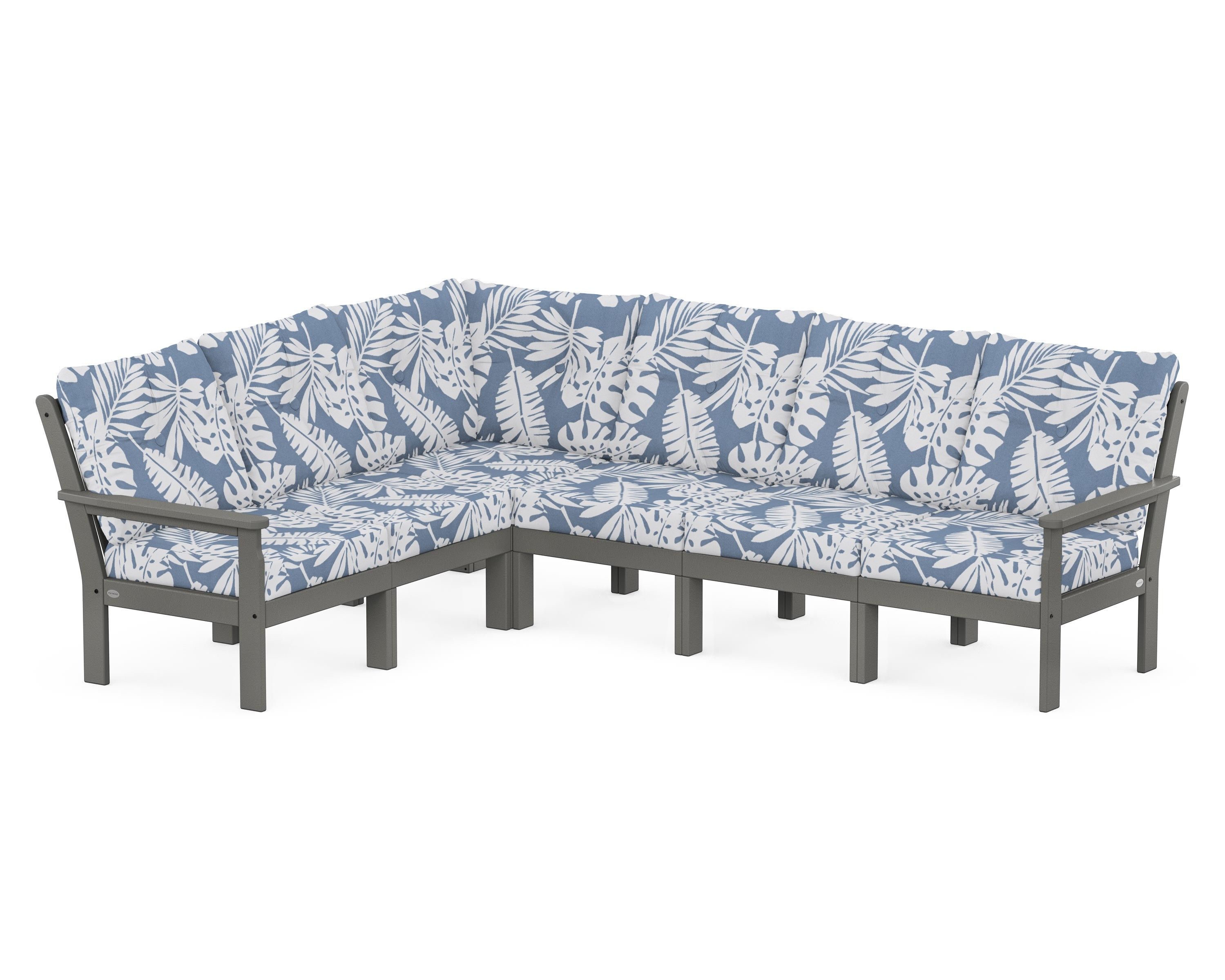 POLYWOOD® Vineyard 6-Piece Sectional in Slate Grey / Leaf Sky Blue