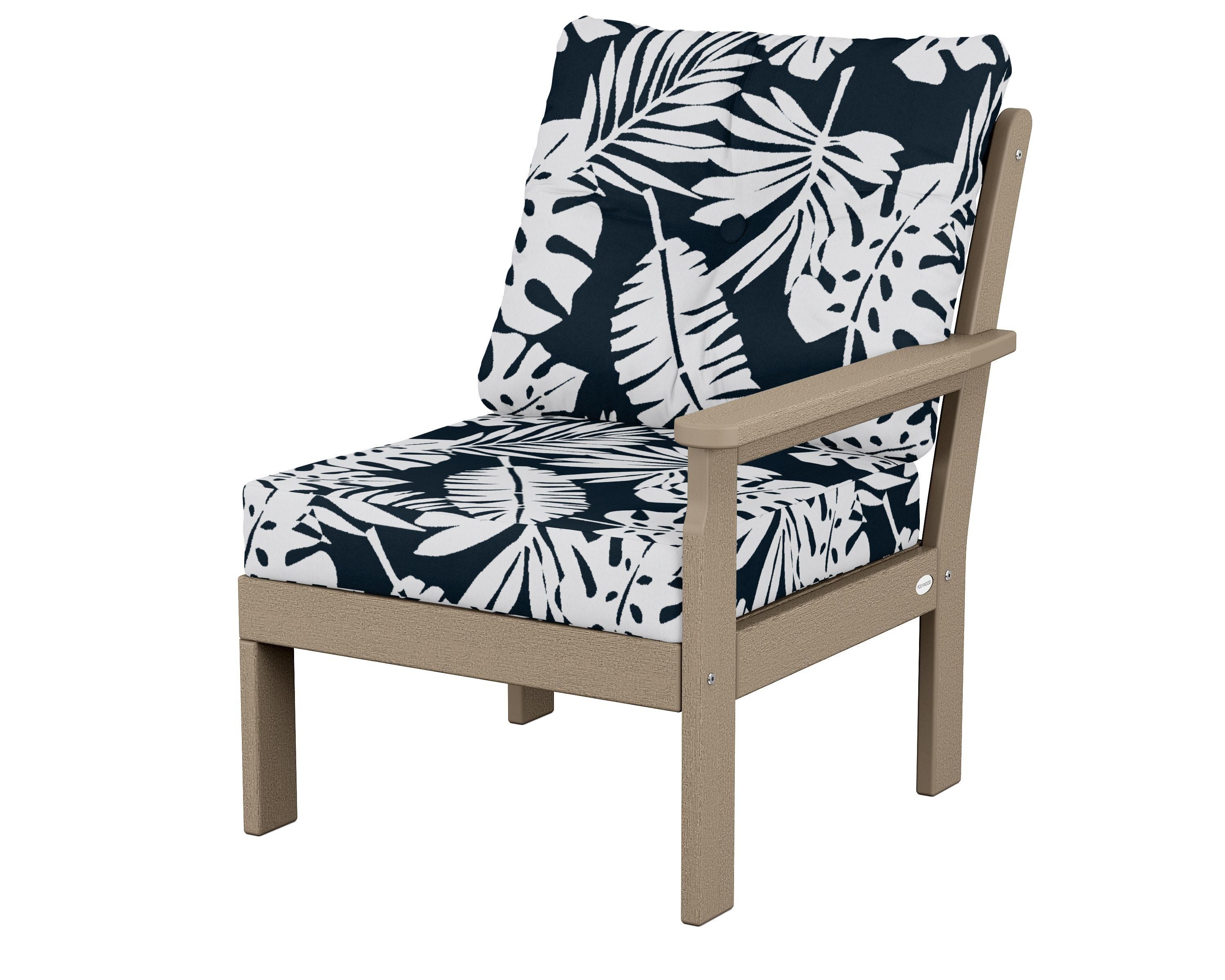 POLYWOOD® Vineyard Modular Right Arm Chair in Vintage Sahara / Leaf Marine Indigo