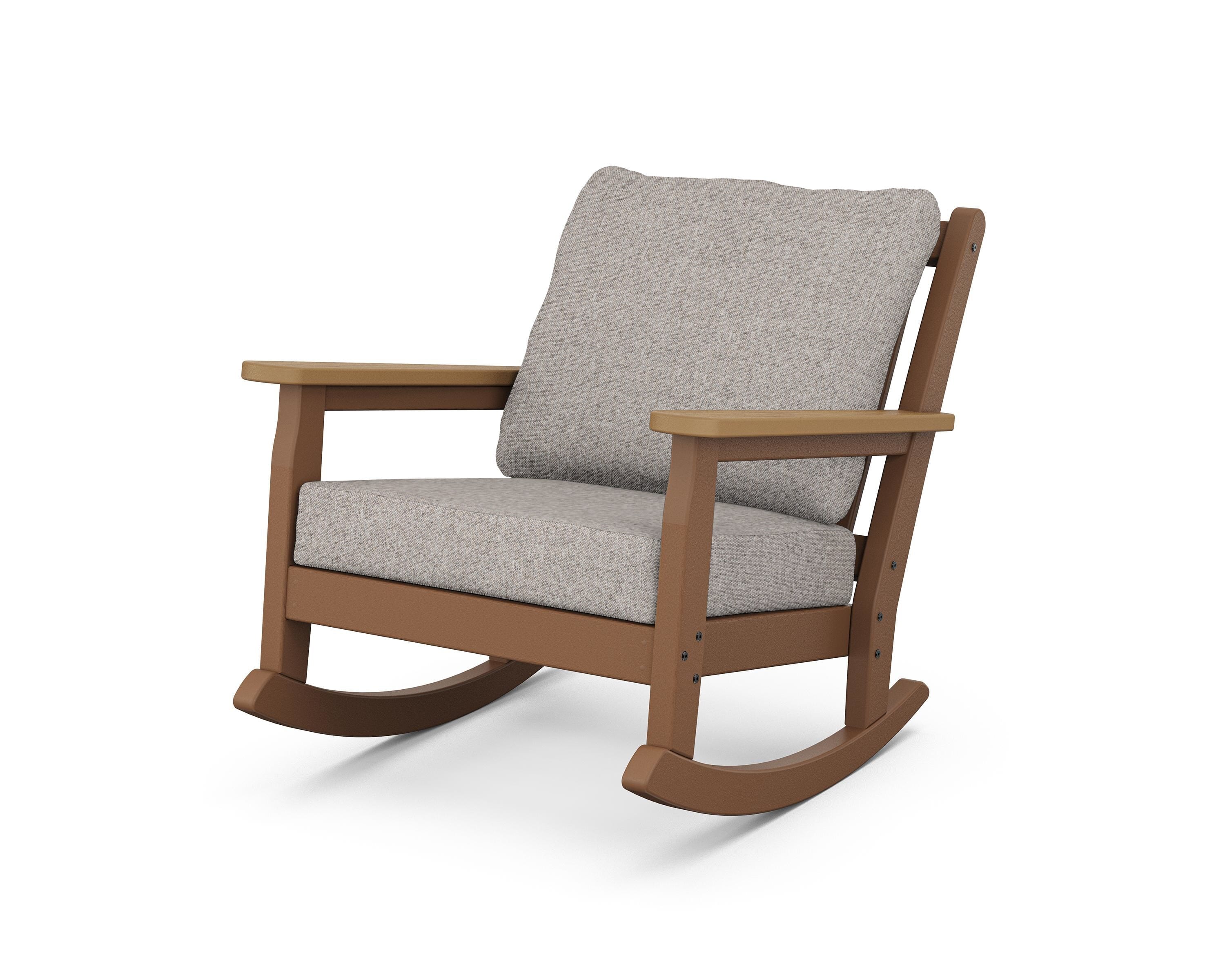 POLYWOOD® Chippendale Deep Seating Rocking Chair in Teak / Natural / Weathered Tweed