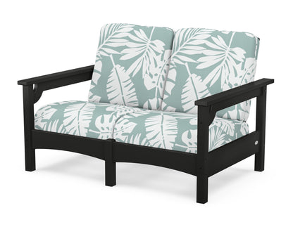 POLYWOOD® Club Loveseat in Black / Leaf Glacier Spa