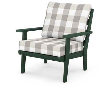 POLYWOOD® Grant Park Deep Seating Chair in Green / Buffalo Plaid Grey Mist