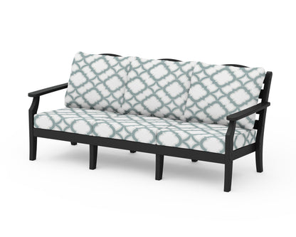 Draper James™ by  POLYWOOD® Savannah Deep Seating Sofa in Black / Trellis Glacier Spa