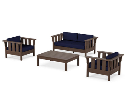 Martha Stewart by POLYWOOD® Acadia 4-Piece Deep Seating Set with Loveseat in Mahogany / Navy