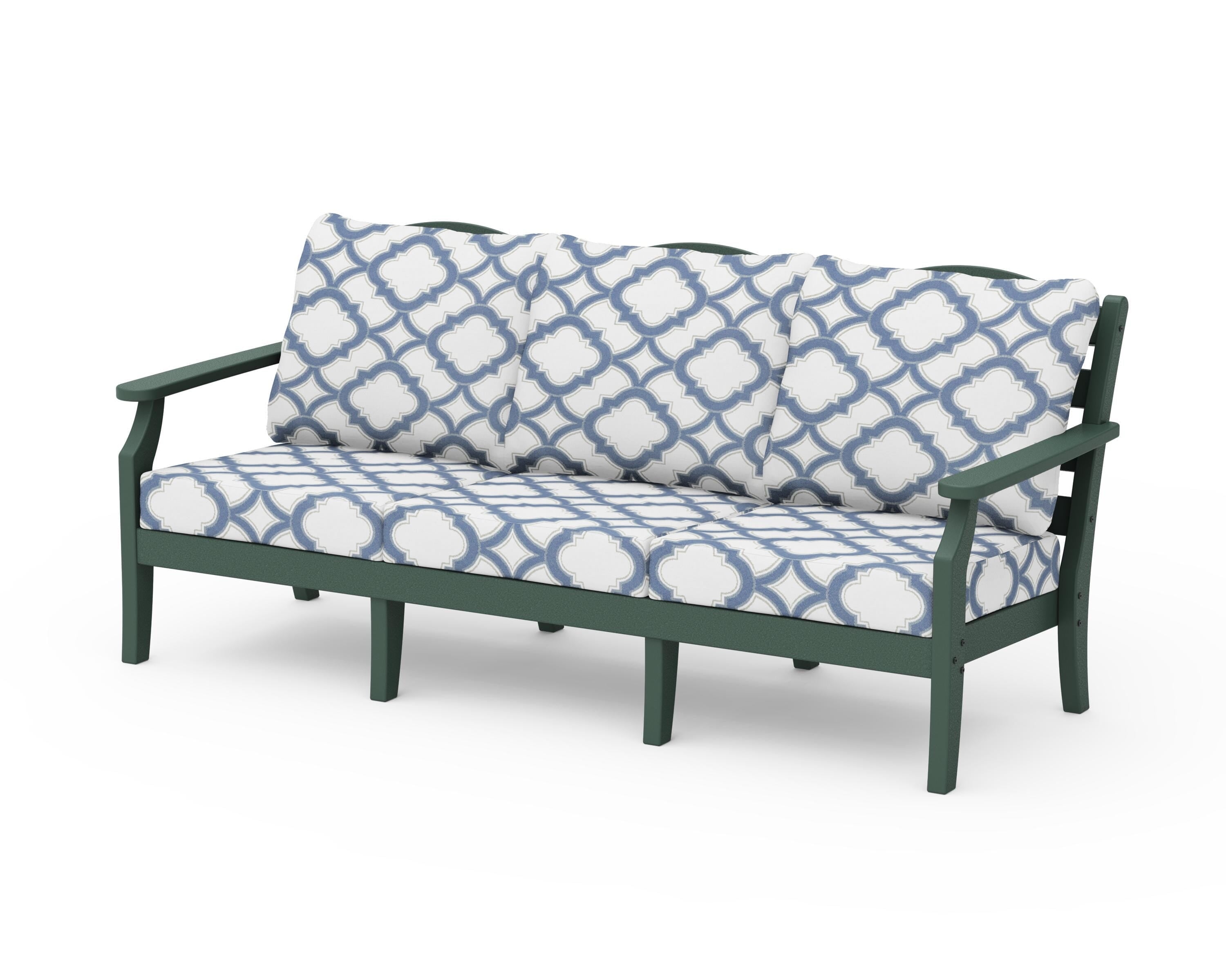 Draper James™ by  POLYWOOD® Savannah Deep Seating Sofa in Green / Trellis Sky Blue