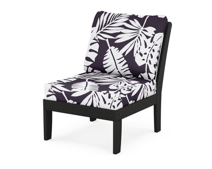 POLYWOOD® Braxton Modular Armless Chair in Black / Leaf Navy