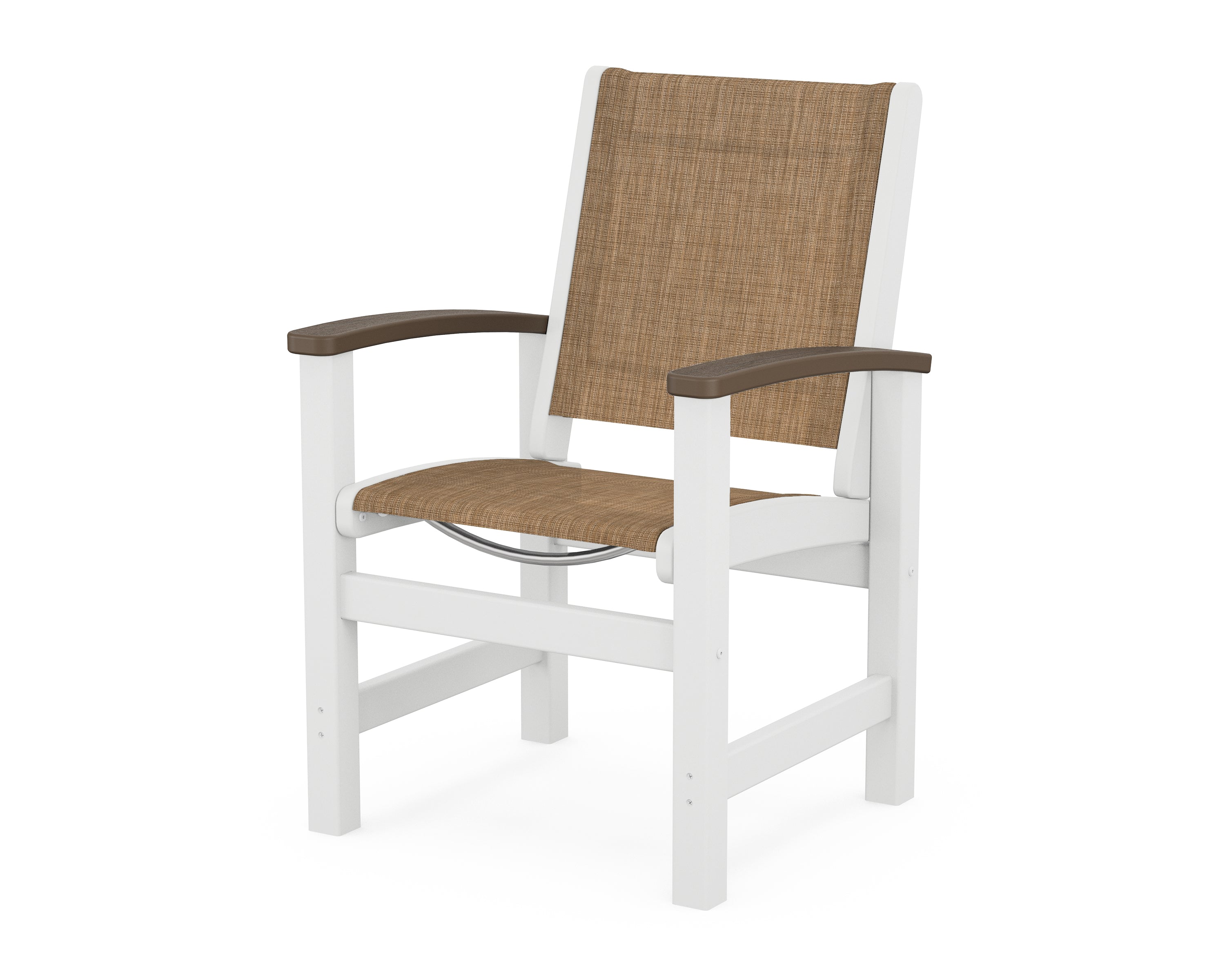 POLYWOOD® Coastal Dining Chair in White / Kona / Burlap Sling