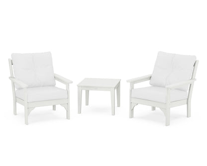 POLYWOOD® Vineyard 3-Piece Deep Seating Set in Vintage White / Natural