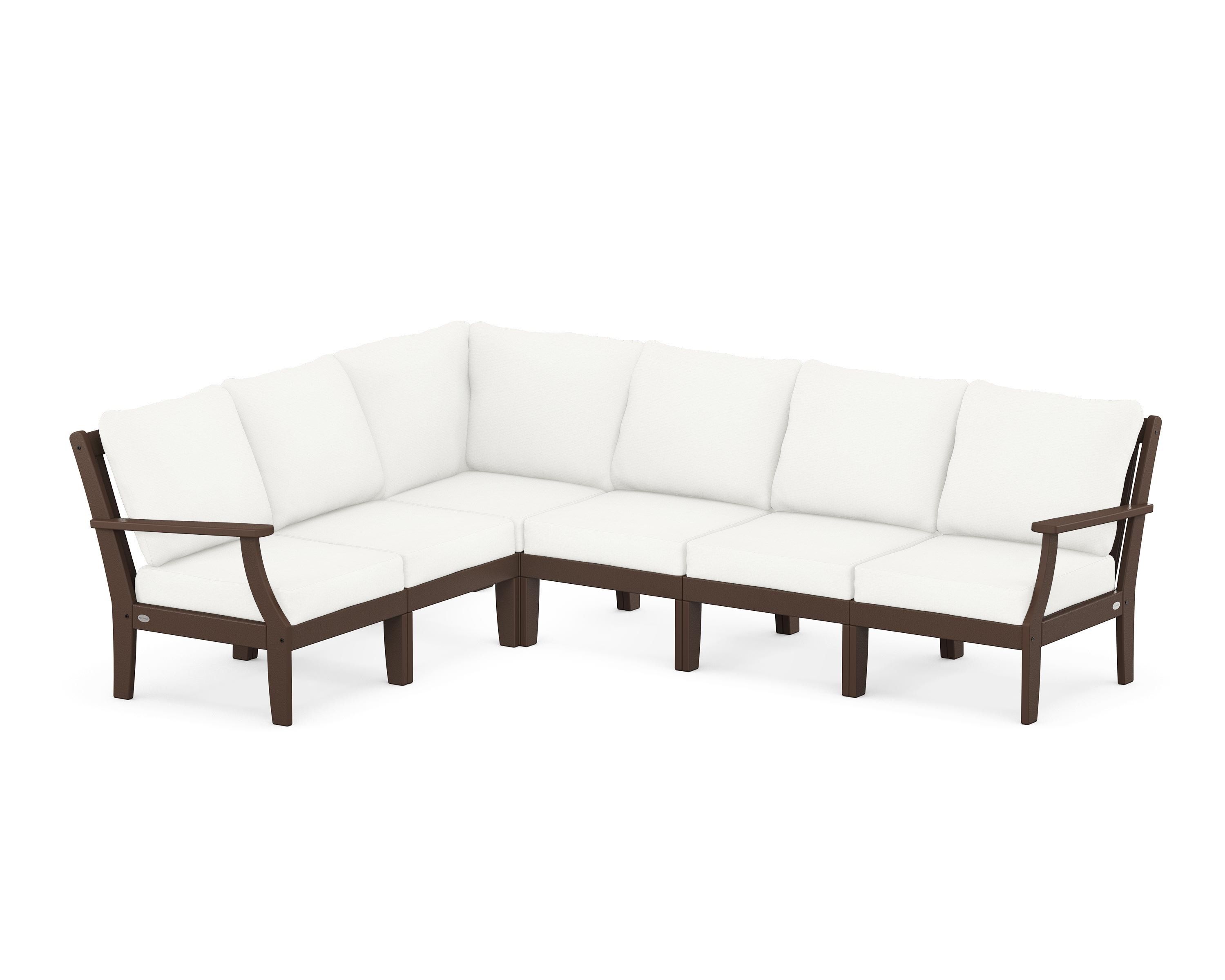 POLYWOOD® Braxton Modular 6-Piece Deep Seating Set in Mahogany / Natural Linen