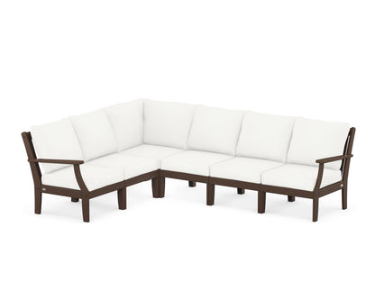 POLYWOOD® Braxton Modular 6-Piece Deep Seating Set in Mahogany / Natural Linen