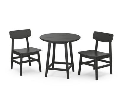POLYWOOD® Modern Studio Urban Chair 3-Piece Round Bistro Dining Set in Black