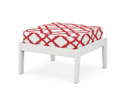 Unbranded Deep Seating Ottoman in White / Trellis Crimson