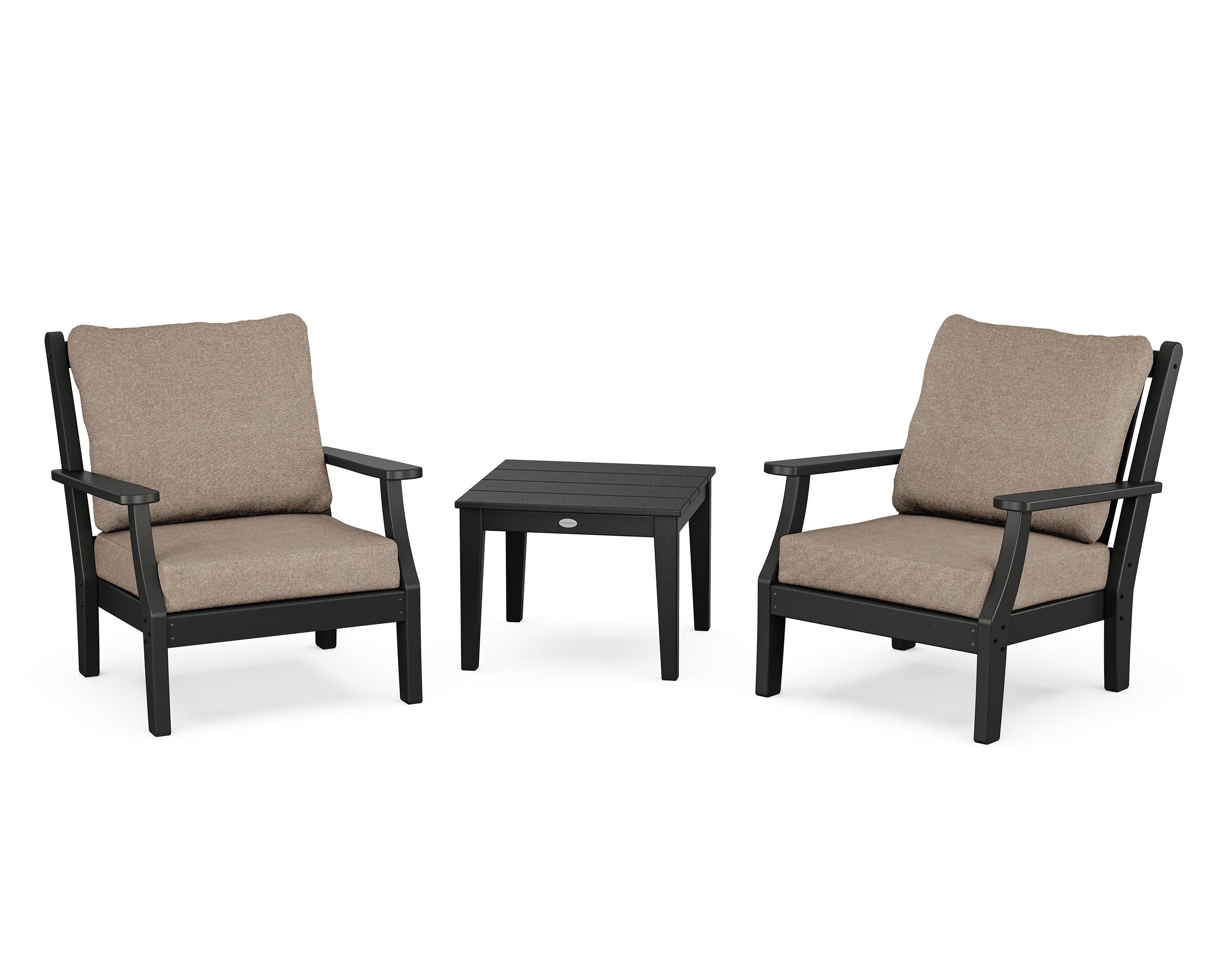 Country Living Wovendale 3-Piece Deep Seating Set in Black / Spiced Burlap