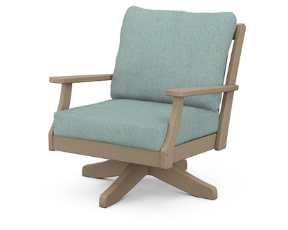 POLYWOOD® Braxton Deep Seating Swivel Chair in Vintage Sahara / Glacier Spa