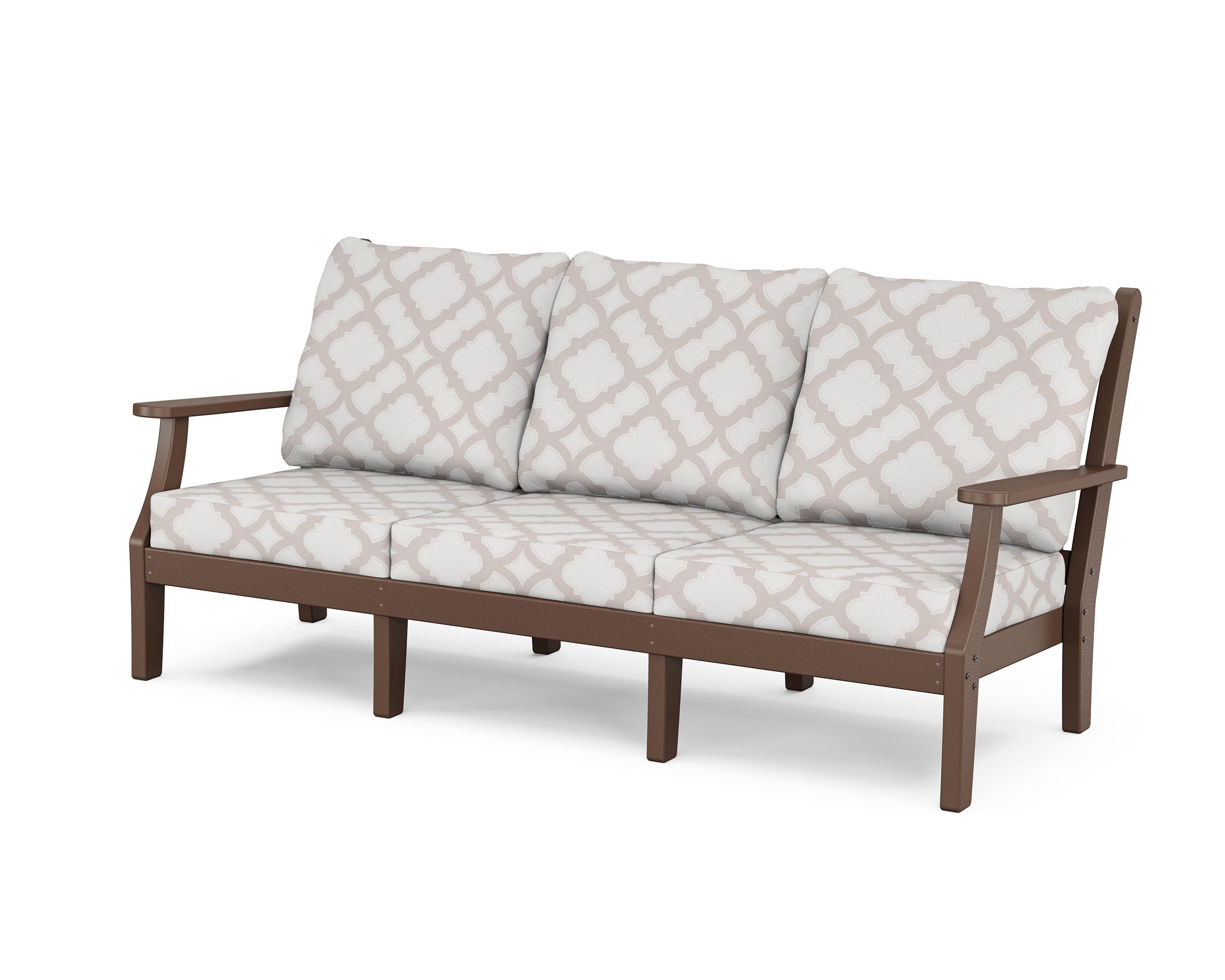 Country Living Wovendale Deep Seating Sofa in Mahogany / Trellis Dune Burlap