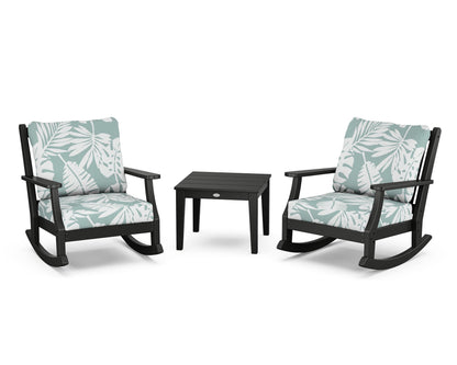 Country Living Wovendale 3-Piece Deep Seating Rocker Set in Black / Leaf Glacier Spa