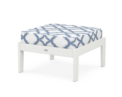 POLYWOOD® Braxton Deep Seating Ottoman in Vintage White / Trellis Sky Blue