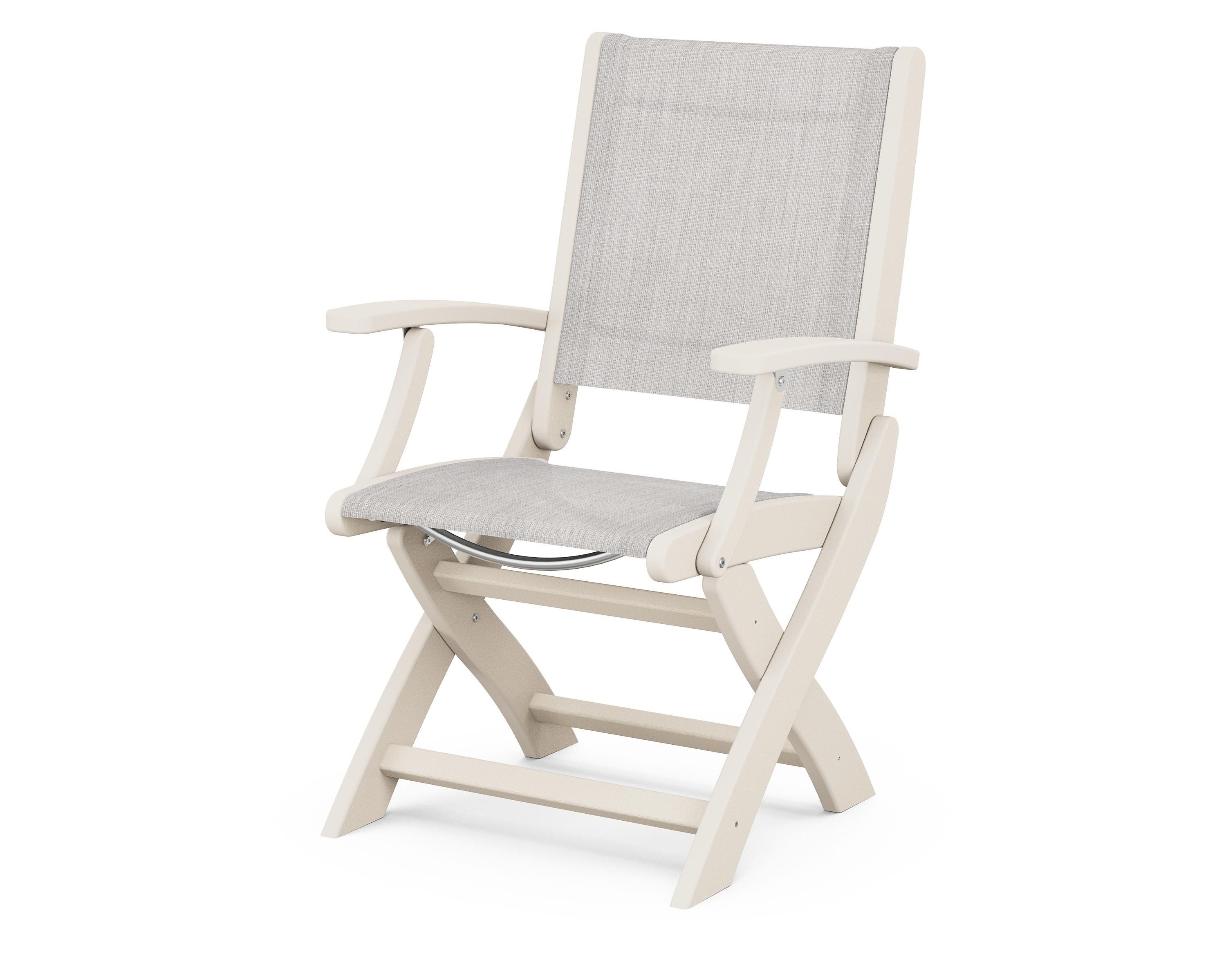 POLYWOOD® Coastal Folding Chair in Sand / Parchment Sling