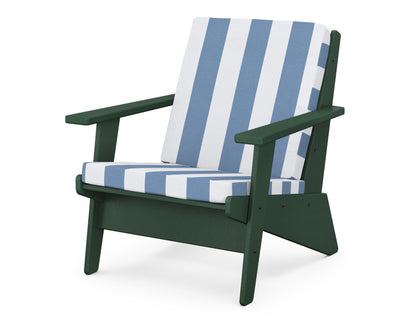 POLYWOOD® Riviera Modern Lounge Chair in Green / Cabana Stripe Sky Blue