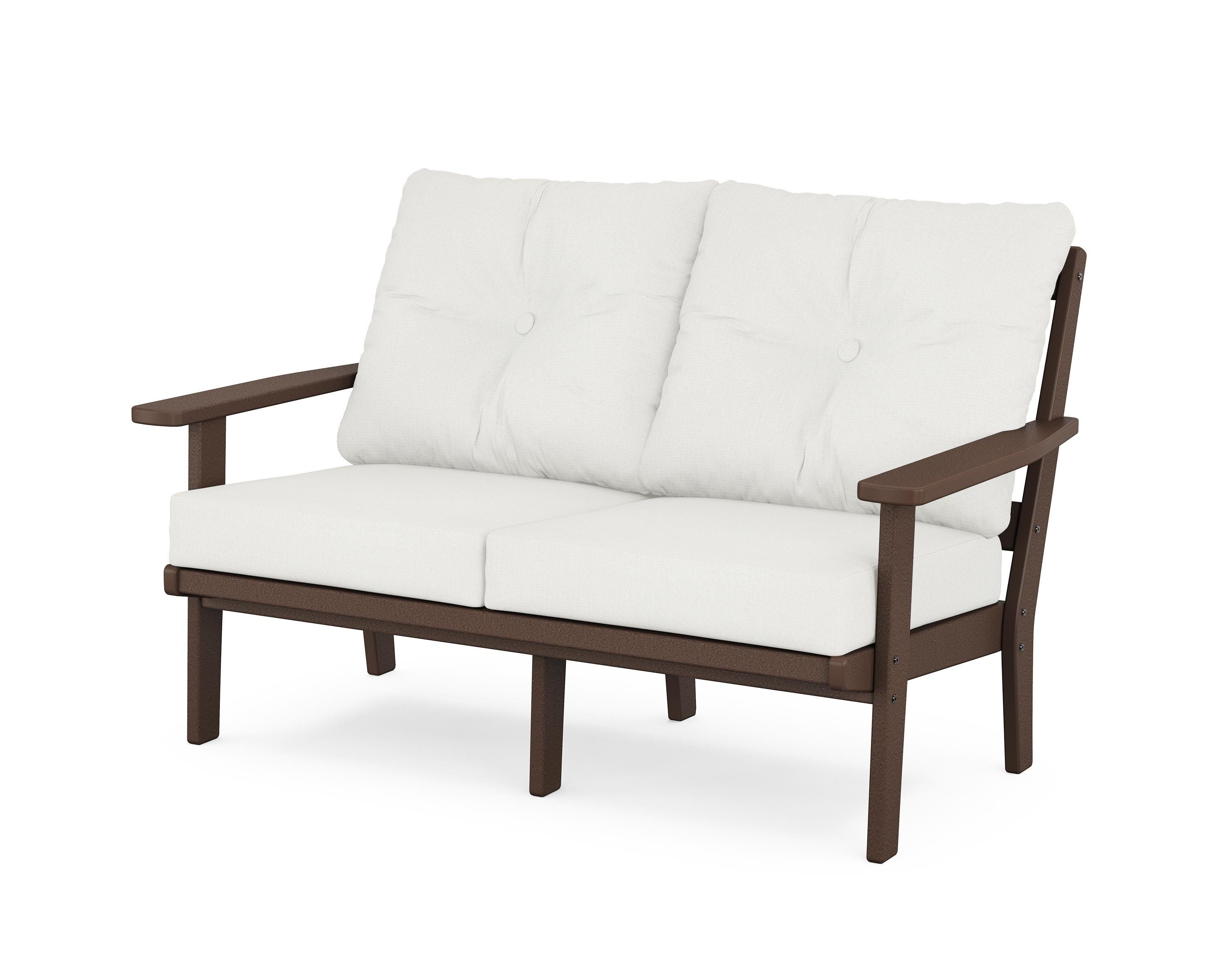 POLYWOOD® Oxford Deep Seating Loveseat in Mahogany / Natural Linen