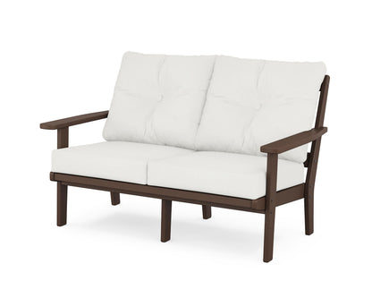 POLYWOOD® Oxford Deep Seating Loveseat in Mahogany / Natural Linen