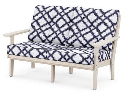 POLYWOOD® Lakeside Deep Seating Loveseat in Sand / Trellis Navy