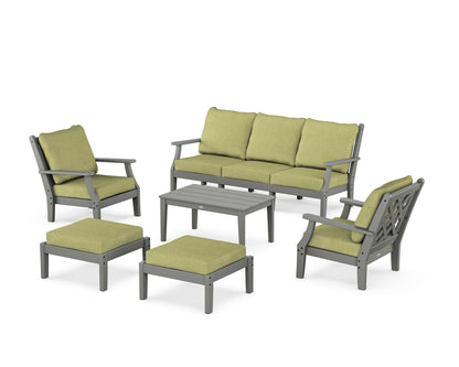 Country Living Wovendale 6-Piece Lounge Sofa Set in Slate Grey / Chartreuse Boucle