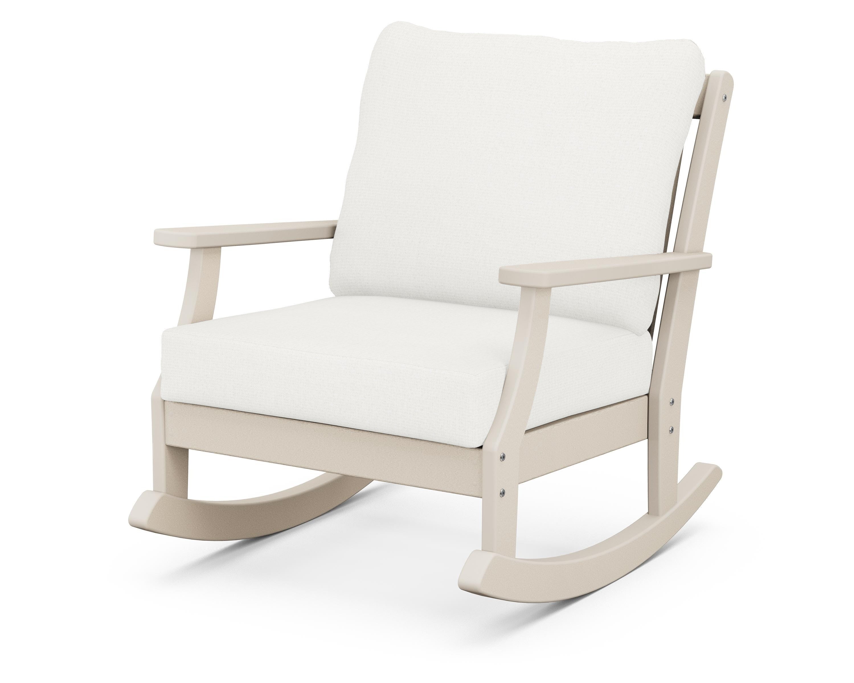 POLYWOOD® Braxton Deep Seating Rocking Chair in Sand / Natural Linen