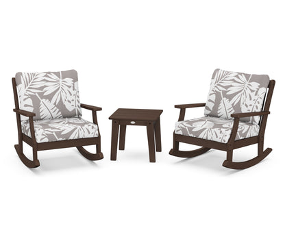 POLYWOOD® Braxton 3-Piece Deep Seating Rocker Set in Mahogany / Leaf Grey Mist
