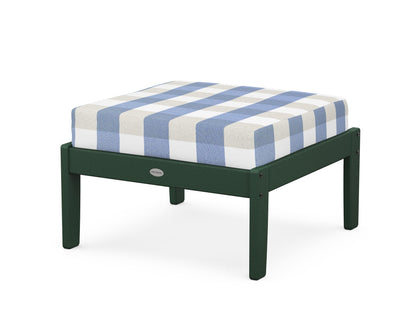 POLYWOOD® Braxton Deep Seating Ottoman in Green / Buffalo Plaid Sky Blue
