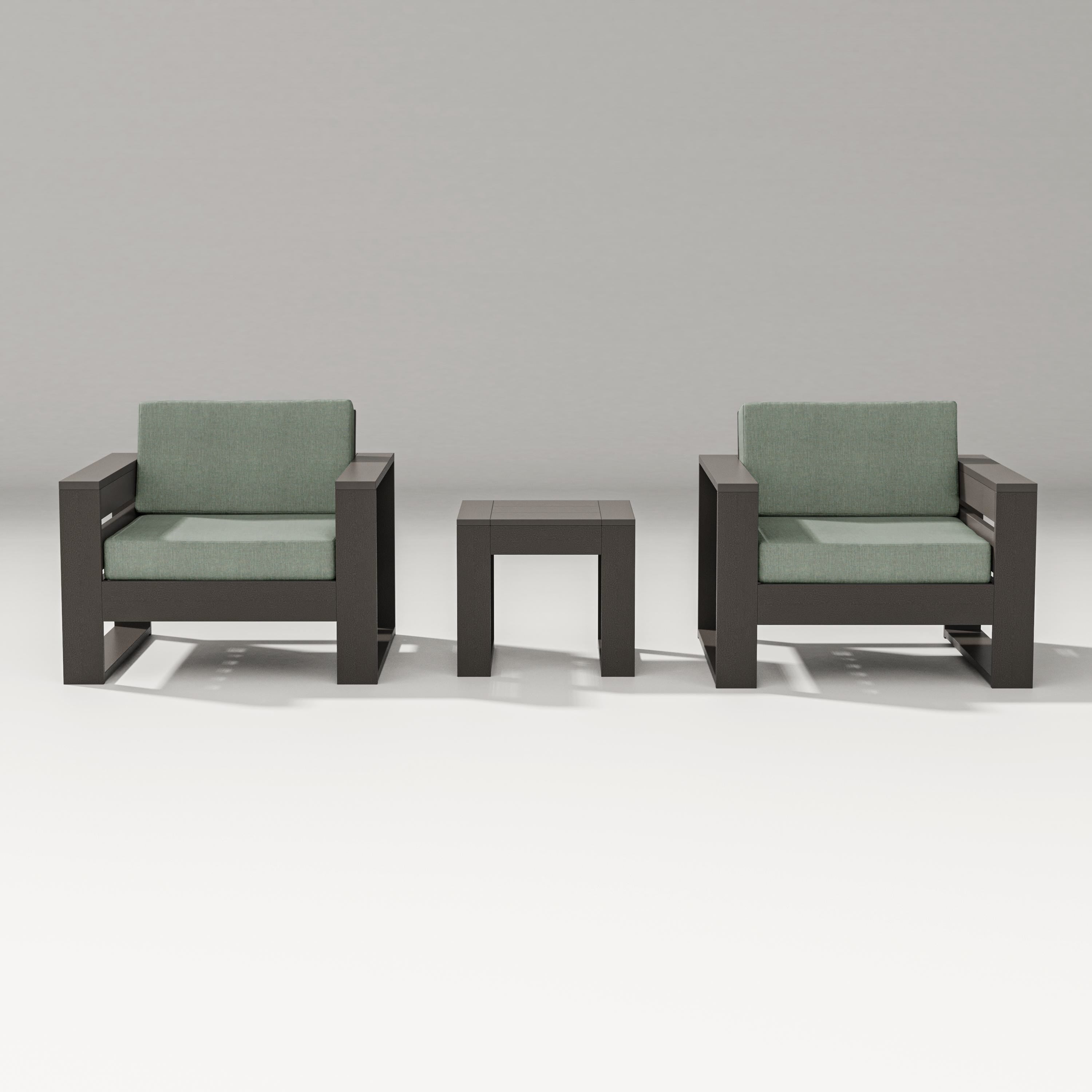 PW Designer Series Latitude 3-Piece Lounge Chair Set in Vintage Coffee / Cast Sage