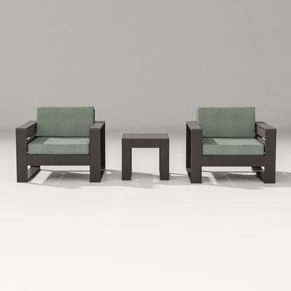 PW Designer Series Latitude 3-Piece Lounge Chair Set in Vintage Coffee / Cast Sage