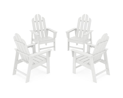 POLYWOOD® Long Island 4-Piece Upright Adirondack Conversation Set in White